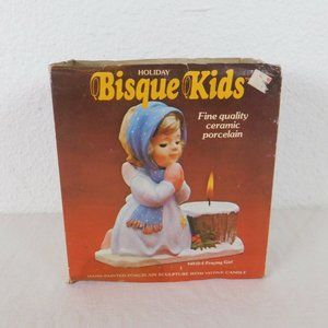 Praying Girl Holiday Bisque Kids 4910-4 1979 Hand Painted Porcelain Sculpture